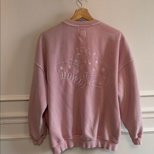 Sunkissed Coconut Dusty Rose Crewneck Sweatshirt Howdy Cowboy Hat Embroidered